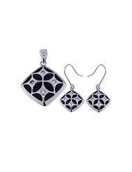 Nickel Free Sterling Silver Pendant & Earring Sets Diamond Shape Antique Design Set
