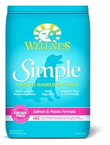 Wellness Simple Natural Grain Free Limited Ingredient Dry Dog Food, Salmon and Potato Recipe, 24-Pound Bag