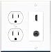 15 Amp Round Power Outlet 1 Port HDMI 3.5mm Headphone Wall Plate