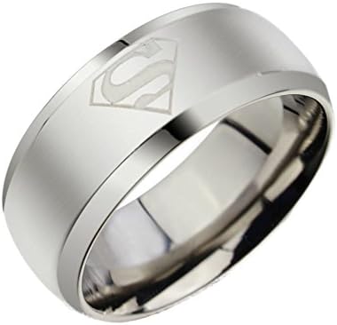 Decize Men's Round Ring Titanium Stainless Steel Silver Size 6