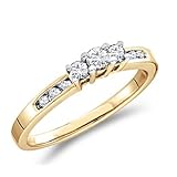 Three Stone Diamond Ring 14k Yellow Gold Engagement (0.26 Carat)