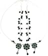 Girls Jewelry Set Silver Black Onyx Necklace and Earrings