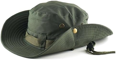 Macnoon6 Summer Fishing Sun Hat Cotton Unisex Large Brimmed Hunting Cap with Strap