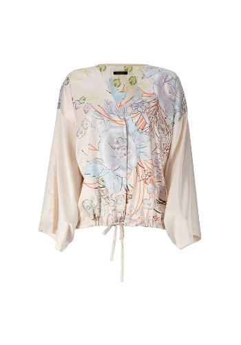 APART Damen Bluse  Bedruckte Bluse aus reiner Seide, Gr. 36/38, Beige (nude-limone) Preisvergleich