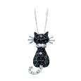 10K White Gold 1/3 ct. Black and White Diamond "Cat" Pendant with Chain