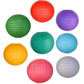 8 Assorted Color Chinese Japanese Paper Lanterns Lamps 12 Diameter - Just Artifacts Brand by Just Artifacts