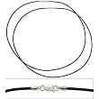 Leather Cord Necklaces Black 18" 2Pcs