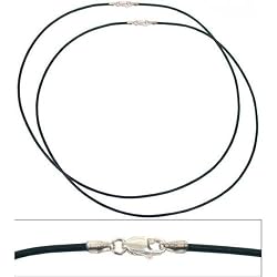 Leather Cord Necklaces Black 18" 2Pcs
