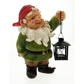 12" Garden Gnomes Statue - Novelty Outdoor Gnome With Tea Light Lantern