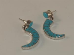 Turquoise Inlaid Sterling Silver Post Earrings - ER-0076