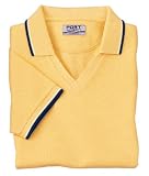 Port Authority Signature Ladies Cool Mesh Sport Shirt with Tipping Stripe Trim, M, Banana/Ivory/Navy