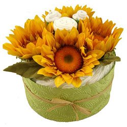 Welcome Home Yellow Sunflower Diaper Bouquet