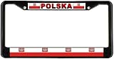 Poland Polish Polska Flag Black License Plate Frame Metal Holder