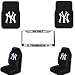 MLB New York Yankees 5 PC Auto Accessories Combo Kit - Rubber Floor Mats, Seat Covers and Chrome License Plate Frame