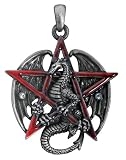 Gothic Red Pentagram Star Dragon Pendant Necklace Jewelry Accessory