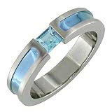 Bella Baby Blue Titanium Ring with Tension Set Blue Topaz
