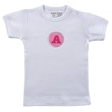 Hudson Baby Personalized Initial Tee Top - A, Girl, Pink/Red, 9-12 Months