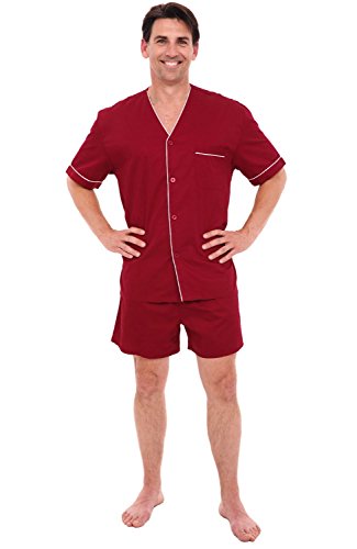 Del Rossa Men's Cotton Pajamas, Short V-Neck Woven Pj Set