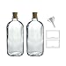 16 oz Clear Glass Boston Round Bottle with Cork Stopper Closure (2 Pack) + Funnel and Labels