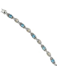 Sterling Silver with 14k Yellow Gold 7.14 Sky Blue Topaz 7.25in Bracelet