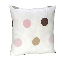 Pink and Brown Modern Polka Dots Throw Accent Pillow
