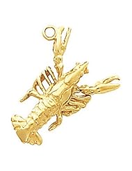 14k Yellow Gold Crustacean Crawfish Charm