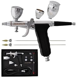 Master Airbrush Model G79 All-Purpose Precision Fixed Dual-Action Trigger Style Gravity Feed Airbrush Pro Set