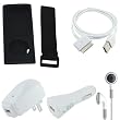 Apple iPod Nano 5th Generation (5G Video) Silicone Gel Skin Case Cover (BLACK) w/ USB 2in1 Sync and Charging Data Cable, USB Car Charger, USB Wall / Travel Charger, Earphones / Headphones
