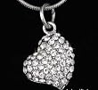18K White Gold Plated Swarovski Crystal Heart Pendant Necklace - Ideal gift for her