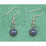 Sterling Silver Soccer Ball Earrings (Royal)