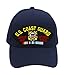 US Coast Guard - Korean War Veteran Hat/Ballcap Adjustable One Size Fits Most (Multiple Colors & Styles) (Navy Blue, Add American Flag)