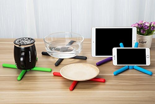 Qooware Kitchen Foldable Silicone Trivets - Expandable Collapsible (Set of 5) - Gadget Camera Holder