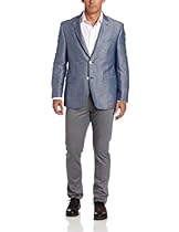 Hot Sale Tommy Hilfiger Men's Trim Fit Side Vent Sport Coat,  Blue Herringbone, 36 S