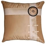 EXP Handmade Silky Light Brown & Taupe Cushion Cover / Pillow Sham -Sunflower & Ribbon Design