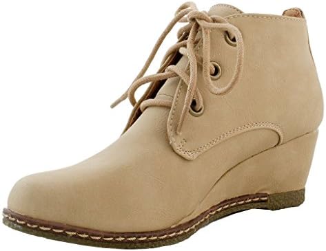 New Women Casual Lace Up Wedge Heel Ankle Boots Booties Hidden Platform Shoes 6.5 US