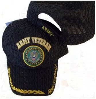 United States Army Veteran Black Mesh Embroidered Baseball Cap Usa Vet Seal Hat