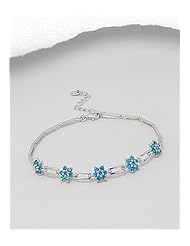 Deep Sky Blue CZ Bracelet In 92.5 Sterling Silver