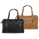 Angie & Lola Double Strap Flapover Leather Handbag