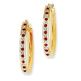 Ster Silver Gold Plated IJ|Red Diamond & Ruby Hoop Earrings