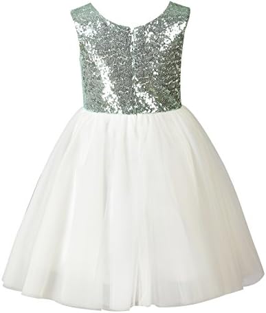 Thstylee Girl's Sequin Tulle Flower Girl Dress Tutu Dress Kids Dress (12, Mint)