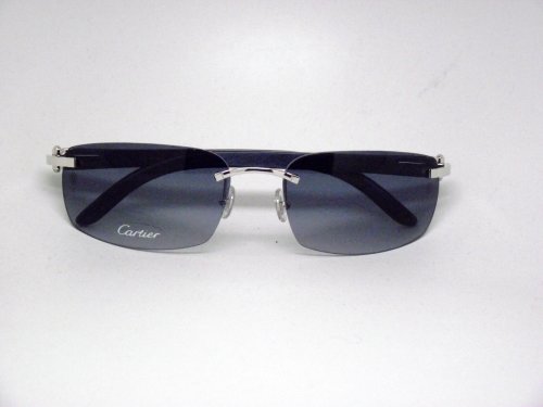 CARTIER WOOD RIMLESS SUNGLASSES DESIGNER FASHION AUTHENTIC CARTIER EYEWEAR-SMOOTH PLATINUM FINISH/WOOD FRAME T8200714