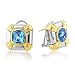 Silver + 18K Gold Cushion Blue Topaz Earrings