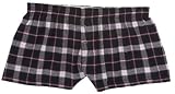 Adult Womens Cut Flannel Boxer Shorts Black and Pink Plaid