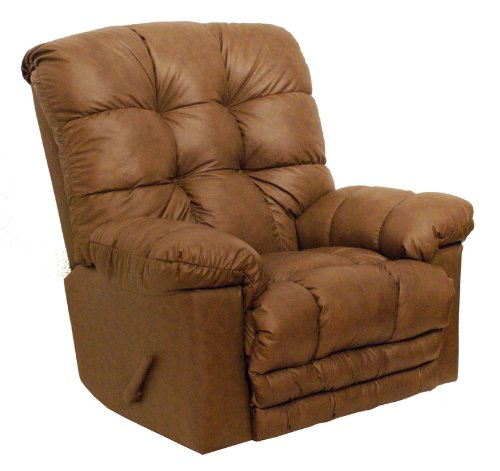 Catnapper Cloud Ten Leather Chaise Rocker Recliner in Mushroom