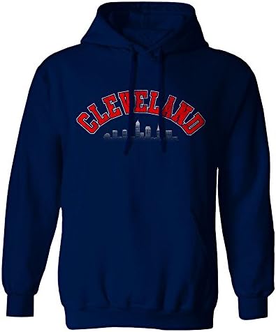 Cleveland City Skyline Navy Mens Unisex Hoodie Sweat
