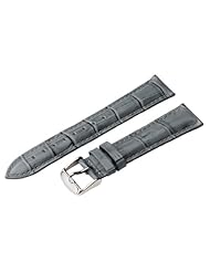 18mm Grey Classic Croco Grain Leather Watch Band Strap (Quick Release Pins!) with Stainless Steel Buckle - Fits All Watches!!!