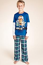 Older Boys Pure Cotton Cereal Ninjas Checked Pyjamas