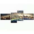 WOW - Top Preis !!! (City_Bridge_60x170cm) Statt 69,- Euro jetzt nur 35,- Euro !!! Wandbild xxl 4 teilig modern, g�nstig & billig. Schn�ppchen - mehr als 10% reduziert, ideal als Weihnachtsgeschenk oder Geburtstagsgeschenk. Sch�ner, moderner und gro�er Kunstdruck auf Leinwand und Rahmen aus Holz. Bild Typ Deko f�r Wohnzimmer oder Schlafzimmer. Picture Style (Stadt New York Big Apple Manhatten Brooklyn Br�cke Nacht Sonne Skyline Lichter Fluss Wasser). Wohnideen der neuen Generation (murale canvas picture art print l�mina image)
