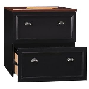 Bush Furniture Fairview Collection Lateral File, Model WC53981-03, Antique Black with Hansen Cherry Finish