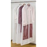 【送料無料】新生活応援グッズ☆中身が見える！洋服カバー　ロングサイズ　３枚組　☆ クリアタイプで中身ハッキリ！厚さ7ｃｍのマチ付で厚手の洋服も安心保管♪　（縫製仕上げ）　（不織布+クリアシート）
